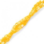 Top Facett Glasschliffperlen Würfel 2x2mm Marigold yellow-pearl shine coating